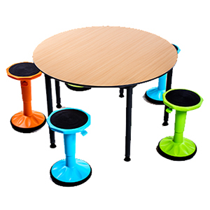 שולחן עגול קבוצתי – משטח עץ מצופה