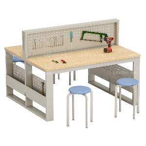 שולחן מייקרים דו צדדי עם מחיצה לתליית כלים