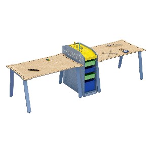 שולחן מייקרים כפול עם עשולחן מייקרים כפול עם עמדת כלים ומגירותמדת כלים ומגירות